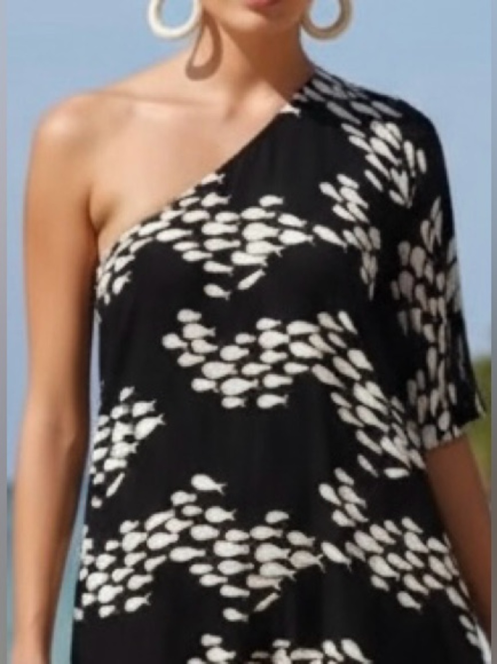 Fighting Eel Ava Sky One Shoulder Black and White Maxi Dress Size Medium - Picture 5 of 7